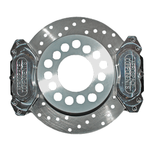 Aerospace Ford 8.8 Housing Ends 4 Piston Heavy Duty Dual Rear Drag Disc Brakes With Stock C-Clip Axles (5 Lug) Factory-ABS - 1/2" Studs