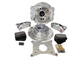Aerospace Olds/ Pontiac Housing Ends 4 Piston Heavy Duty Dual Rear Drag Disc Brakes 5 Lug - 1/2" Studs