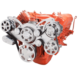 CVF BBM Serpentine System with AC, Power Steering & Alternator For High Flow Water Pump - Polished (All Inclusive)