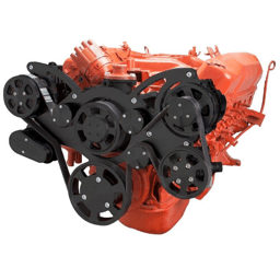 CVF BBM Serpentine System with AC, Power Steering & Alternator For High Flow Water Pump - Black (All Inclusive)