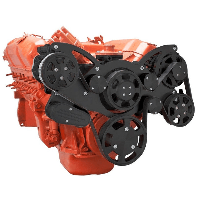 CVF BBM Serpentine System with AC, Power Steering & Alternator For High Flow Water Pump - Black (All Inclusive) thumbnail 3