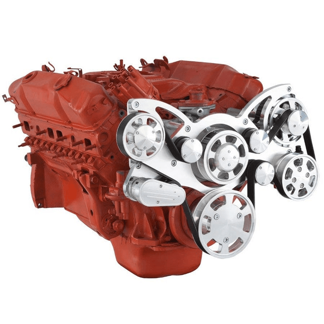 CVF BBM Serpentine System with Power Steering & Alternator For High Flow Water Pump - Polished (All Inclusive) thumbnail 3