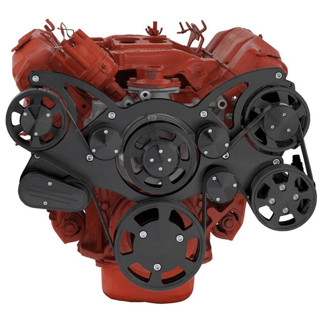 CVF BBM Serpentine System with Power Steering & Alternator For High Flow Water Pump - Black (All Inclusive) thumbnail 2