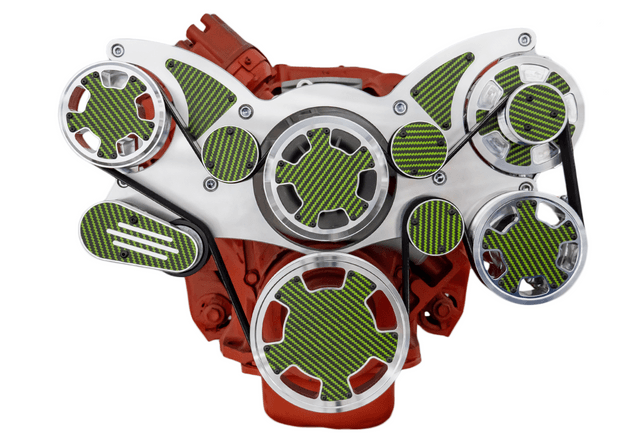 CVF BBM Serpentine System with Power Steering & Alternator For High Flow Water Pump - Polished W/ Carbon Fiber Inlay (All Inclusive) thumbnail 2