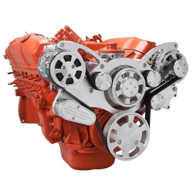 CVF BBM Serpentine System with Air Conditioning & Alternator For High Flow Water Pump - Polished (All Inclusive) thumbnail 3