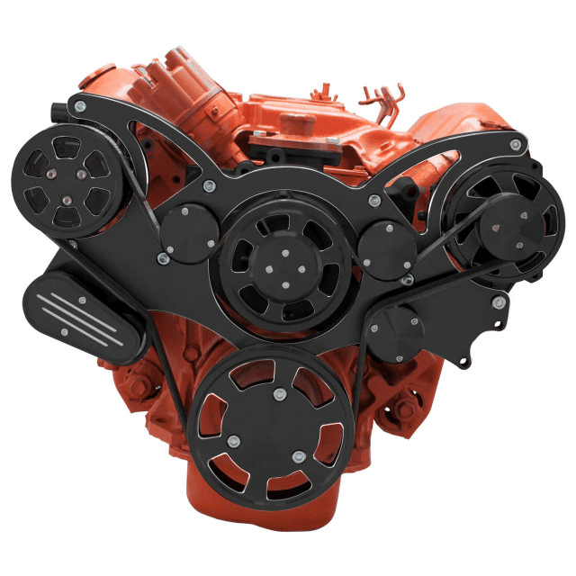 CVF BBM Serpentine System with Air Conditioning & Alternator For High Flow Water Pump - Black Diamond (All Inclusive) thumbnail 2