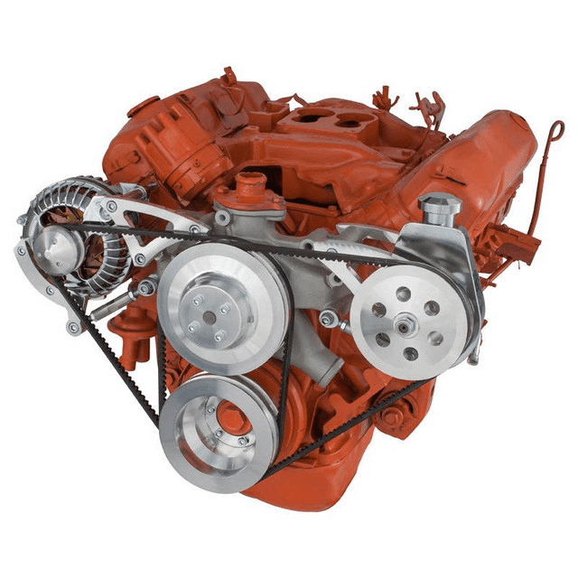 CVF BBM V-Belt System with Power Steering & Alternator Brackets For High Flow Water Pump - Polished