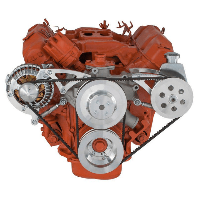 CVF BBM V-Belt System with Power Steering & Alternator Brackets For High Flow Water Pump - Polished thumbnail 2