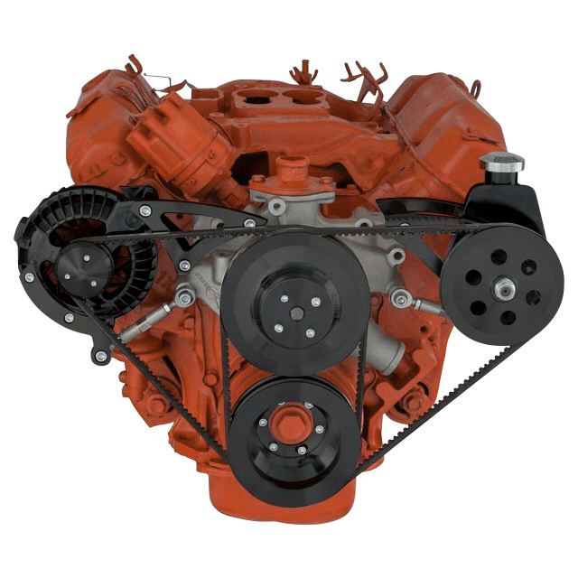 CVF BBM V-Belt System with Power Steering & Alternator Brackets For High Flow Water Pump - Black thumbnail 2