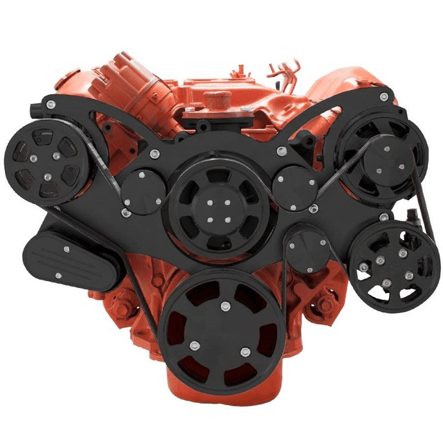 CVF 426 Hemi Serpentine System with AC, Power Steering & Alternator For High Flow Water Pump - Black (All Inclusive) thumbnail 2