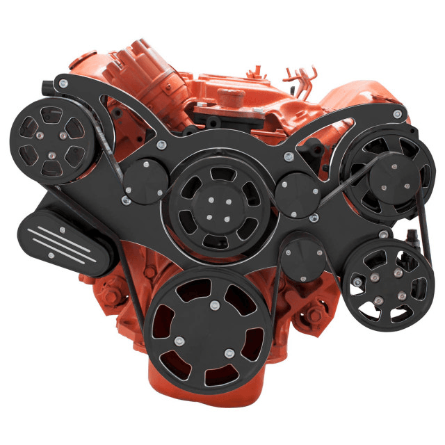 CVF 426 Hemi Serpentine System with AC, Power Steering & Alternator For High Flow Water Pump - Black Diamond (All Inclusive) thumbnail 2