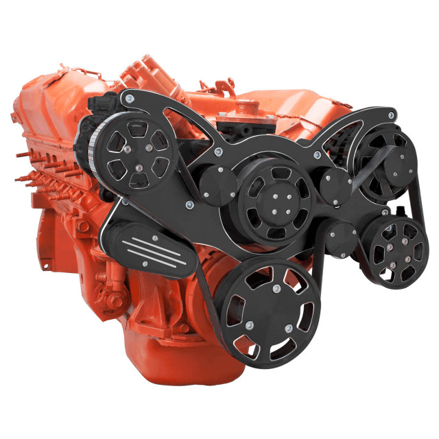 CVF 426 Hemi Serpentine System with AC, Power Steering & Alternator For High Flow Water Pump - Black Diamond (All Inclusive) thumbnail 3