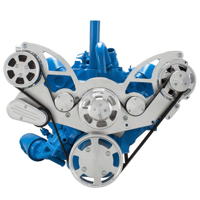 CVF AMC/Jeep 304, 360 & 401 Serpentine System with AC & Alternator For High Flow Water Pump - Polished (All Inclusive) thumbnail 2