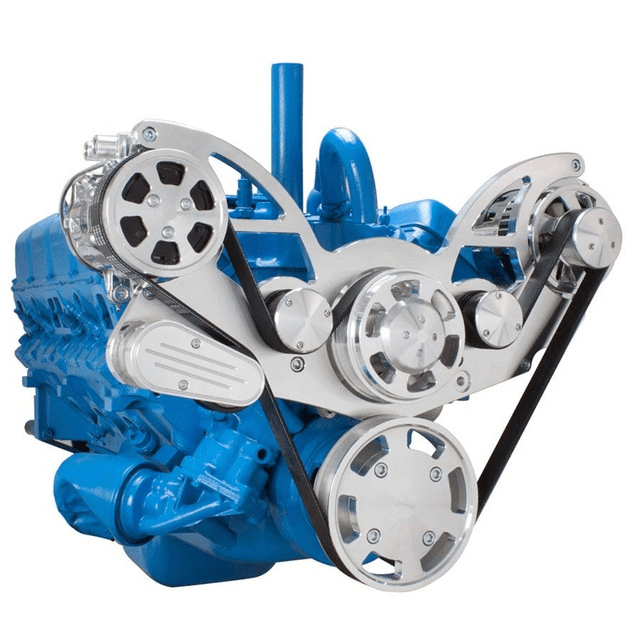 CVF AMC/Jeep 304, 360 & 401 Serpentine System with AC & Alternator For High Flow Water Pump - Polished (All Inclusive) thumbnail 3