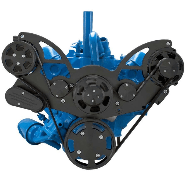 CVF AMC/Jeep 304, 360 & 401 Serpentine System with AC & Alternator For High Flow Water Pump - Black (All Inclusive) thumbnail 2