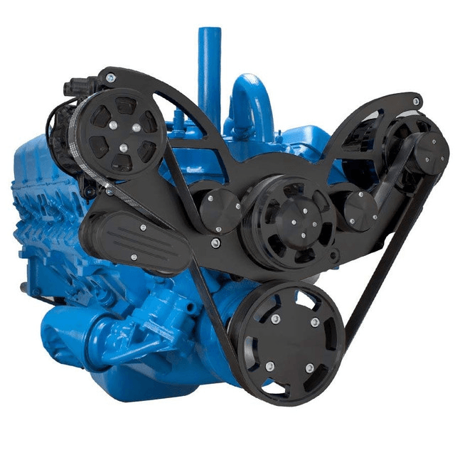 CVF AMC/Jeep 304, 360 & 401 Serpentine System with AC & Alternator For High Flow Water Pump - Black (All Inclusive) thumbnail 3