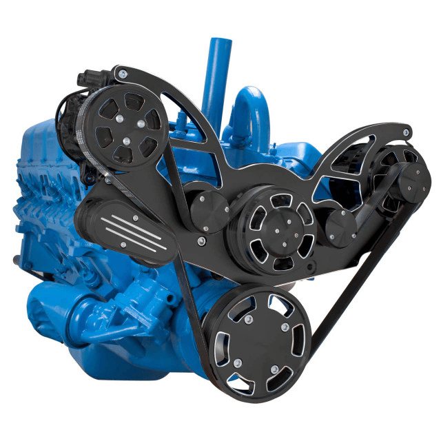 CVF AMC/Jeep 304, 360 & 401 Serpentine System with AC & Alternator For High Flow Water Pump - Black Diamond (All Inclusive) thumbnail 3