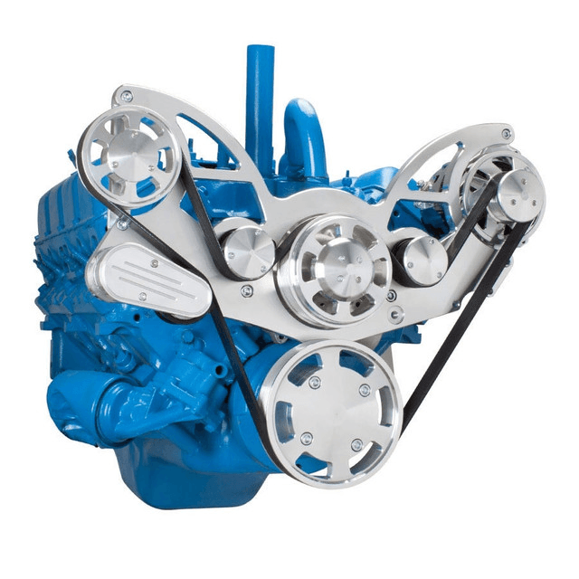 CVF AMC/Jeep 304, 360 & 401 Serpentine System with Alternator For High Flow Water Pump - Polished (All Inclusive) thumbnail 3