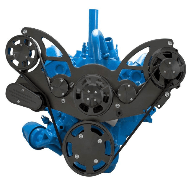 CVF AMC/Jeep 304, 360 & 401 Serpentine System with Alternator For High Flow Water Pump - Black (All Inclusive) thumbnail 2
