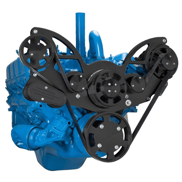 CVF AMC/Jeep 304, 360 & 401 Serpentine System with Alternator For High Flow Water Pump - Black (All Inclusive) thumbnail 3