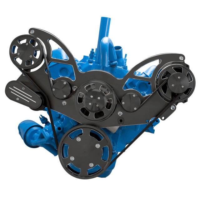 CVF AMC/Jeep 304, 360 & 401 Serpentine System with Alternator For High Flow Water Pump - Black Diamond (All Inclusive) thumbnail 2