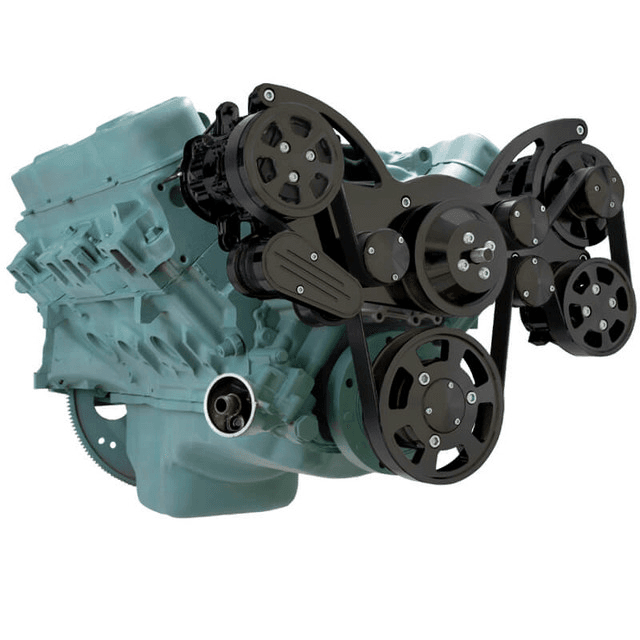 CVF Buick Big Block 455 Serpentine System with Powersteering, AC & Alternator - Black (All Inclusive) thumbnail 3