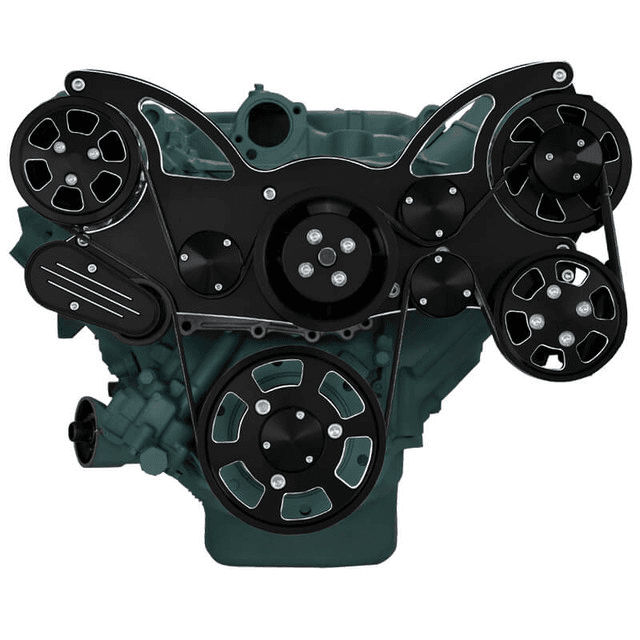 CVF Buick Big Block 455 Serpentine System with Powersteering, AC & Alternator - Black Diamond (All Inclusive) thumbnail 2