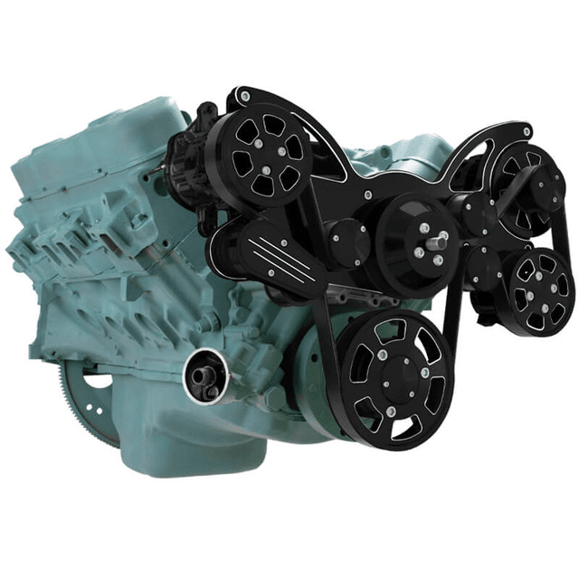 CVF Buick Big Block 455 Serpentine System with Powersteering, AC & Alternator - Black Diamond (All Inclusive) thumbnail 3
