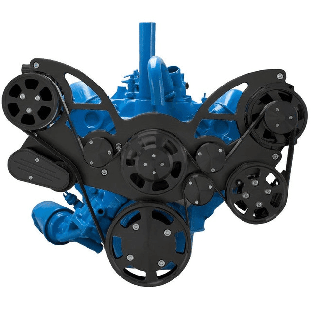 CVF AMC/Jeep 304, 360 & 401 Serpentine System with Powersteering, AC & Alternator For High Flow Water Pump - Black (All Inclusive) thumbnail 2