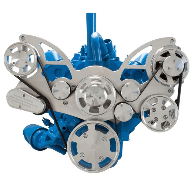 CVF AMC/Jeep 304, 360 & 401 Serpentine System with Powersteering & Alternator For High Flow Water Pump - Polished (All Inclusive) thumbnail 2