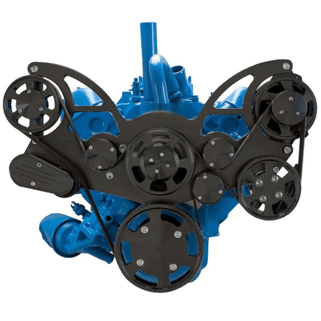 CVF AMC/Jeep 304, 360 & 401 Serpentine System with Powersteering & Alternator For High Flow Water Pump - Black (All Inclusive) thumbnail 2