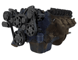 CVF Cadillac 368-500 Serpentine System with Powersteering, AC & Alternator For High Flow Water Pump - Black (All Inclusive)