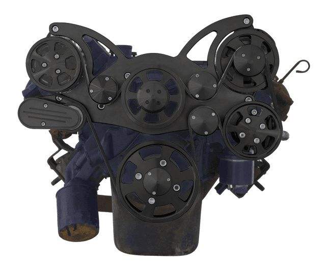 CVF Cadillac 368-500 Serpentine System with Powersteering, AC & Alternator For High Flow Water Pump - Black (All Inclusive) thumbnail 2