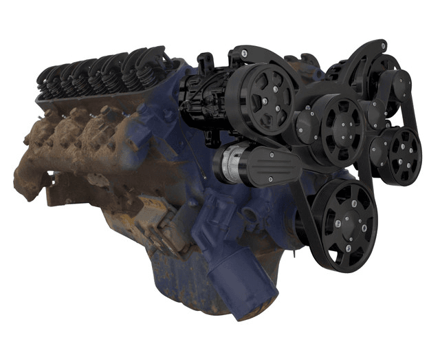CVF Cadillac 368-500 Serpentine System with Powersteering, AC & Alternator For High Flow Water Pump - Black (All Inclusive) thumbnail 3