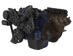 CVF Cadillac 368-500 Serpentine System with Powersteering, AC & Alternator For High Flow Water Pump - Black Diamond (All Inclusive)