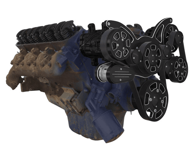 CVF Cadillac 368-500 Serpentine System with Powersteering, AC & Alternator For High Flow Water Pump - Black Diamond (All Inclusive) thumbnail 3