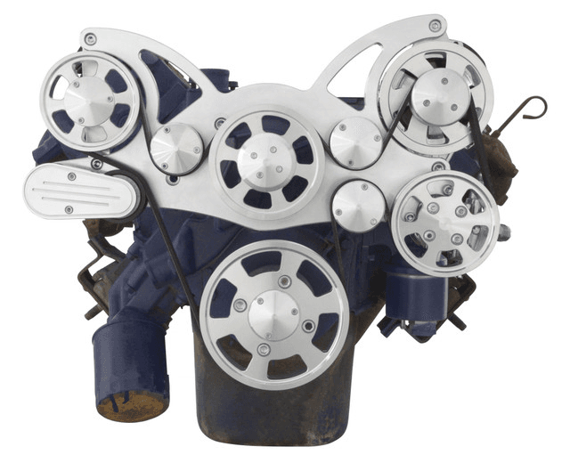 CVF Cadillac 368-500 Serpentine System with Powersteering & Alternator For High Flow Water Pump - Polished (All Inclusive) thumbnail 2