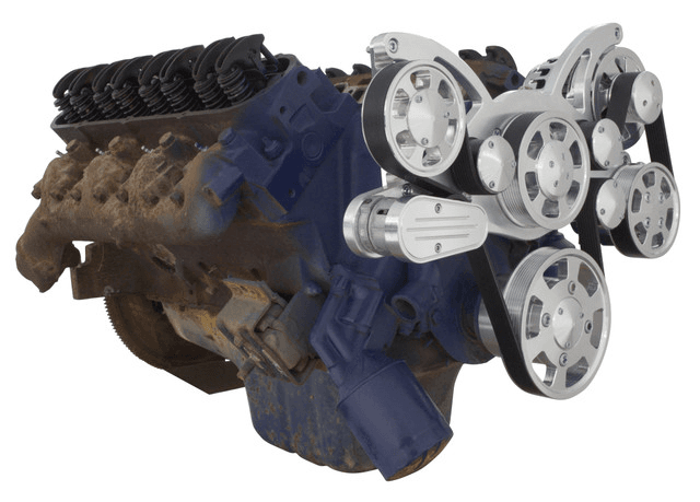 CVF Cadillac 368-500 Serpentine System with Powersteering & Alternator For High Flow Water Pump - Polished (All Inclusive) thumbnail 3
