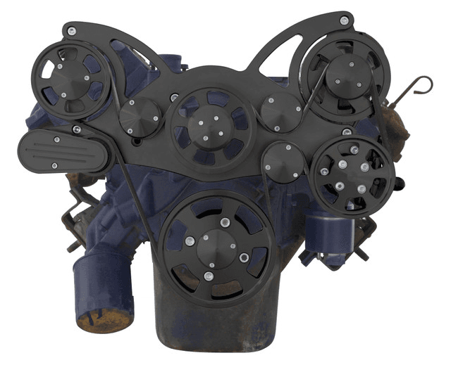 CVF Cadillac 368-500 Serpentine System with Powersteering & Alternator For High Flow Water Pump - Black (All Inclusive) thumbnail 2