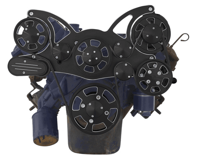 CVF Cadillac 368-500 Serpentine System with Powersteering & Alternator For High Flow Water Pump - Black Diamond (All Inclusive) thumbnail 2