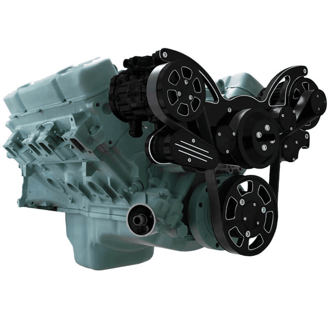 CVF Buick Big Block 455 Serpentine System with AC & Alternator - Black Diamond (All Inclusive) thumbnail 3