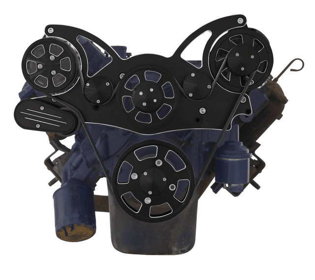 CVF Cadillac 368-500 Serpentine System with AC & Alternator For High Flow Water Pump - Black Diamond (All Inclusive) thumbnail 2