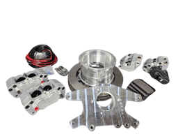 Aerospace 4 Piston Pro-Street Rear Disc Brakes For Small GM 10/12 Bolt Housing Ends W/ Parking Brake - 5/8" Studs 