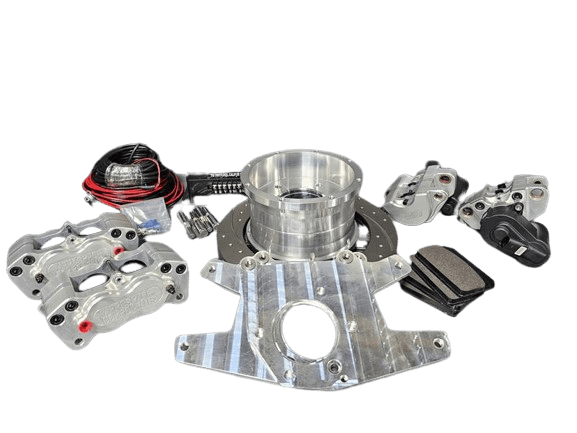Aerospace Pro-Street 4 Piston Rear Disc Brakes For Lamb, Symmetrical Housing Ends W/ Parking Brake - 1/2" Studs