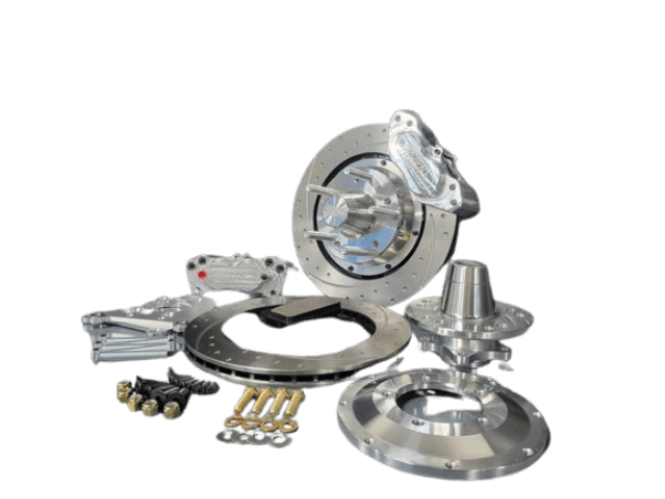 Aerospace Ford Mustang, Comet, Falcon, Fairlane, Maverick 1970-1973 4 Piston Pro-Street Drilled & Slotted Front Disc Brakes thumbnail 2