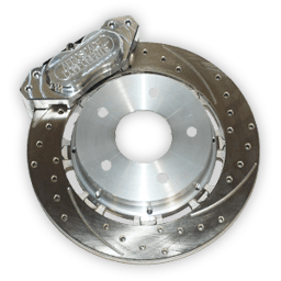 Aerospace Ford Mustang 2005-2014 4 Piston Rear Pro-Street Dimpled & Slotted Disc Brakes