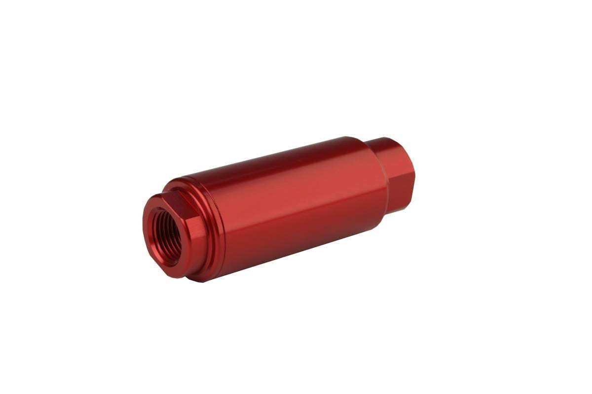 Aeromotive Filter In-Line 40-Micron Fabric Element 3/8 ? NPT Port Bright-Dip Red SS Series 1-1/4" OD thumbnail 2