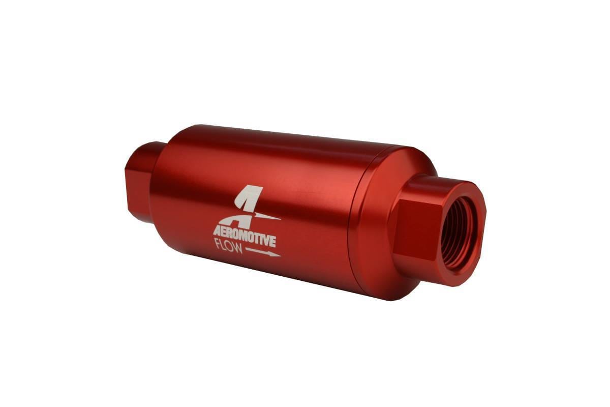 Aeromotive Filter In-Line 40-m Stainless Mesh Element ORB-10 Port Bright-Dip Red 2" OD thumbnail 2