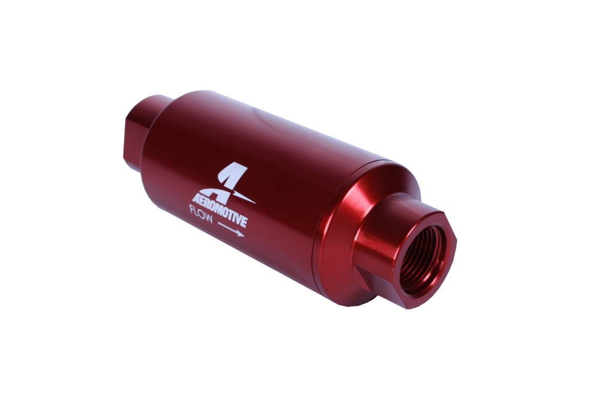 Aeromotive Filter In-Line 10-Micron Microglass Element ORB-10 Port Bright-Dip Red 2" OD thumbnail 3