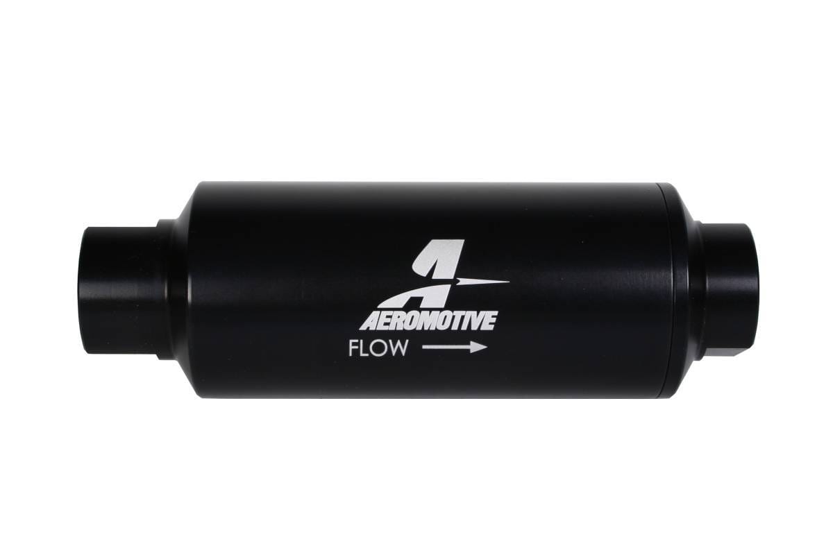 Aeromotive Filter In-Line 40-Micron Stainless Mesh Element ORB-12 Port Black Hard-Coat Marine 2-1/2" OD